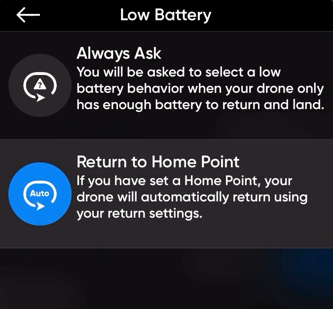 How to set Low Battery Return Behaviors – Skydio