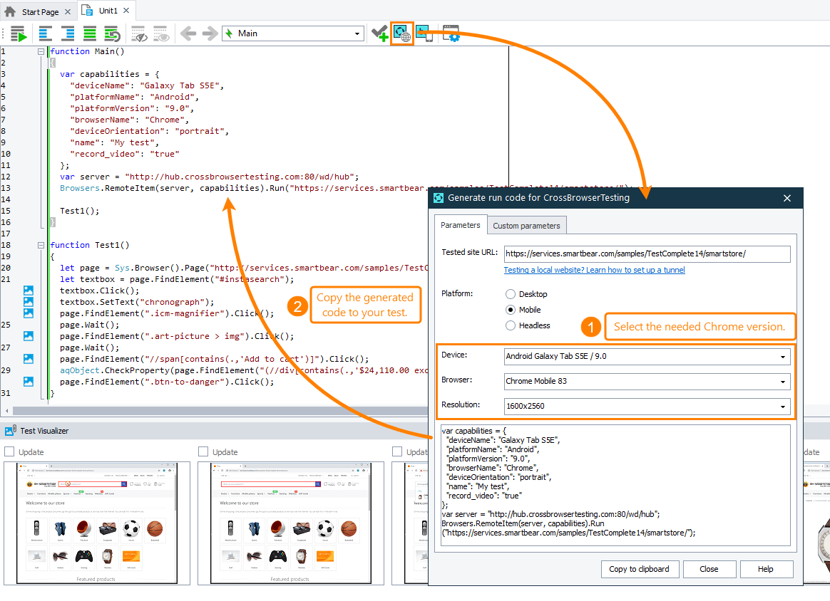 Creating and Running  Tests With in Chrome Mobile for