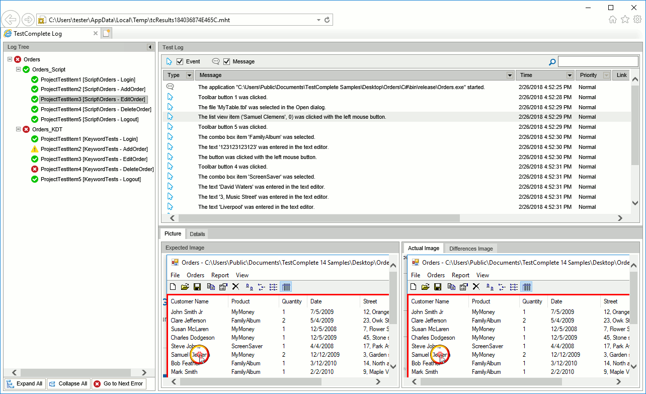 Viewing Test Results in  Browsers Documentation