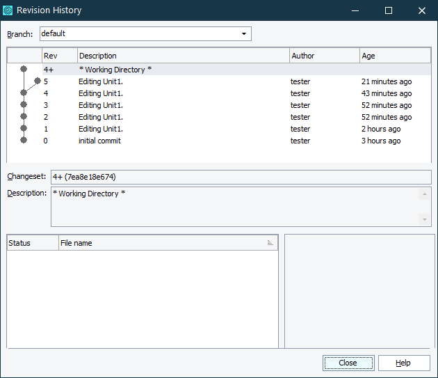 Revision History Dialog Documentation