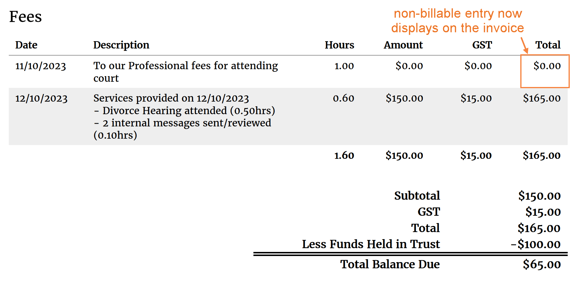 Show nonbillable entries on an invoice Smokeball Support Hub