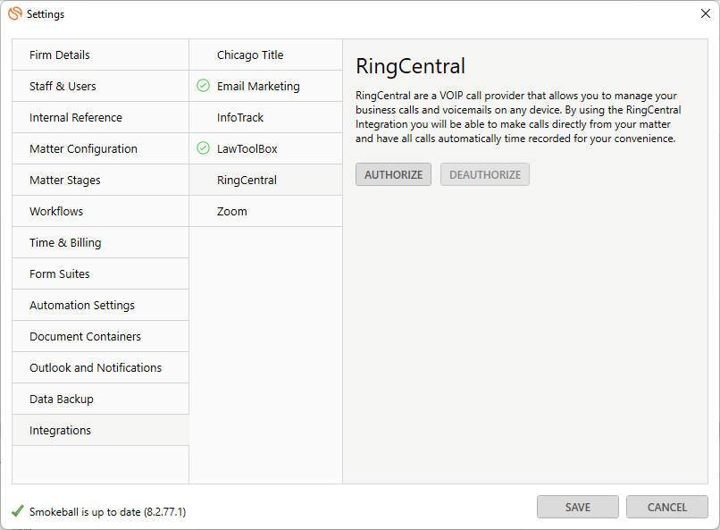 RingCentral Smokeball Support Hub