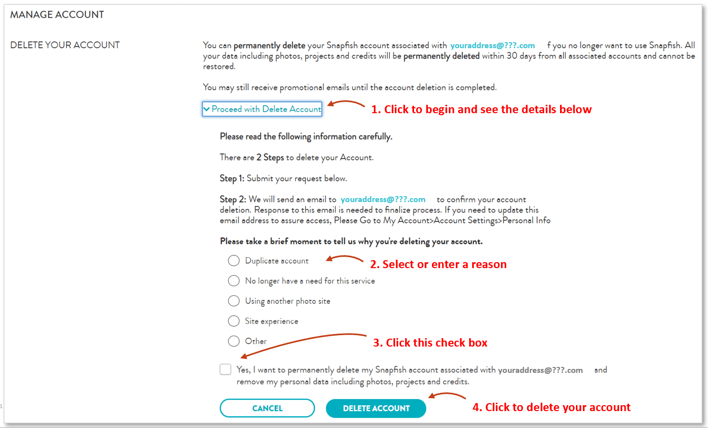 Delete your account Snapfish Help(07)