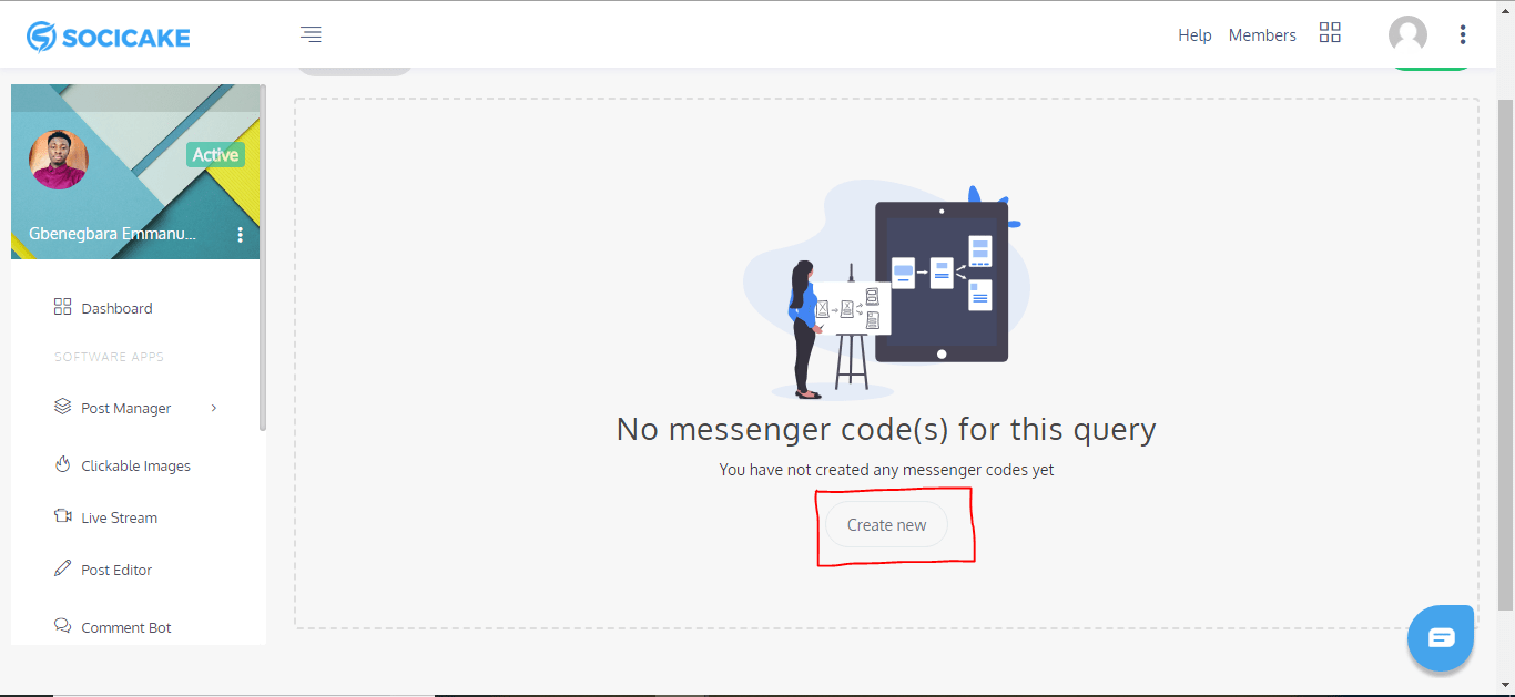 Messenger Codes SociCake