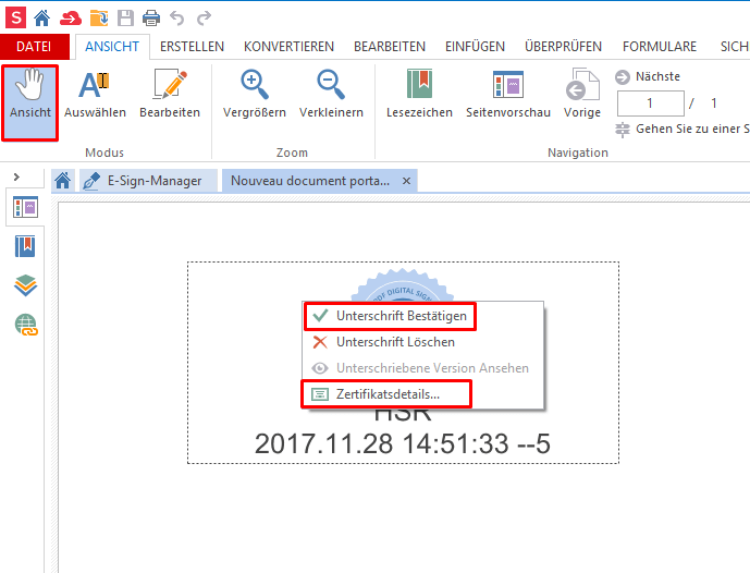 Wie ändere, überprüfe oder lösche ich meine digitale Unterschrift