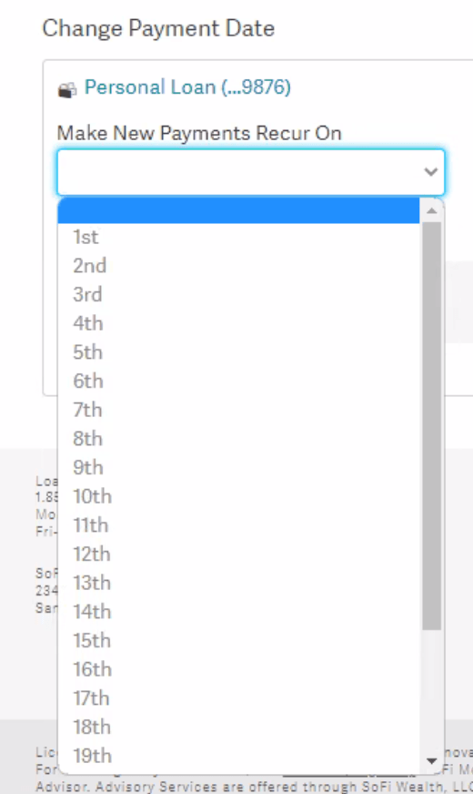 How can I change my monthly payment due date for my Personal Loan? SoFi