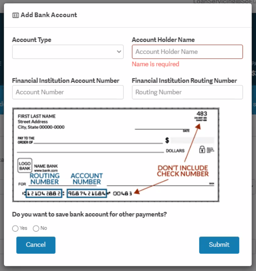 How do I add a bank account to use as a payment method for my personal