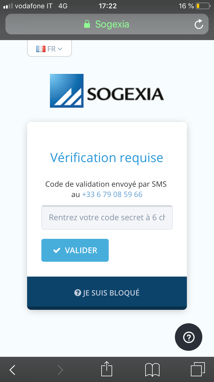 Je ne reçois pas le SMS de validation Sogexia Support
