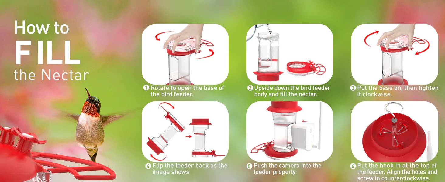 How to fill the Hummingbird Feeder Nectar and Solve the leaking problem