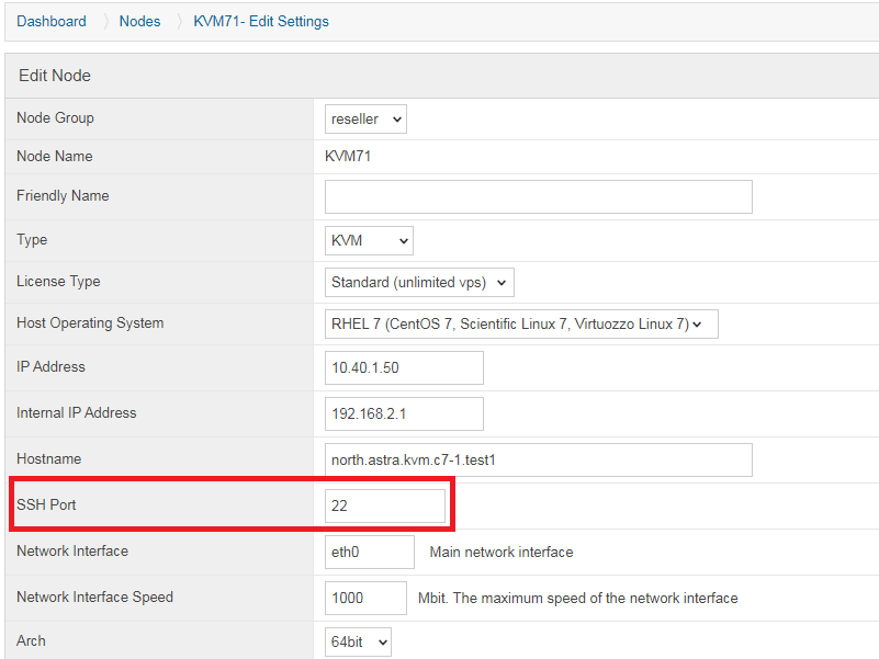 Unable to start migration in SolusVM port 22 Connection refused Solus