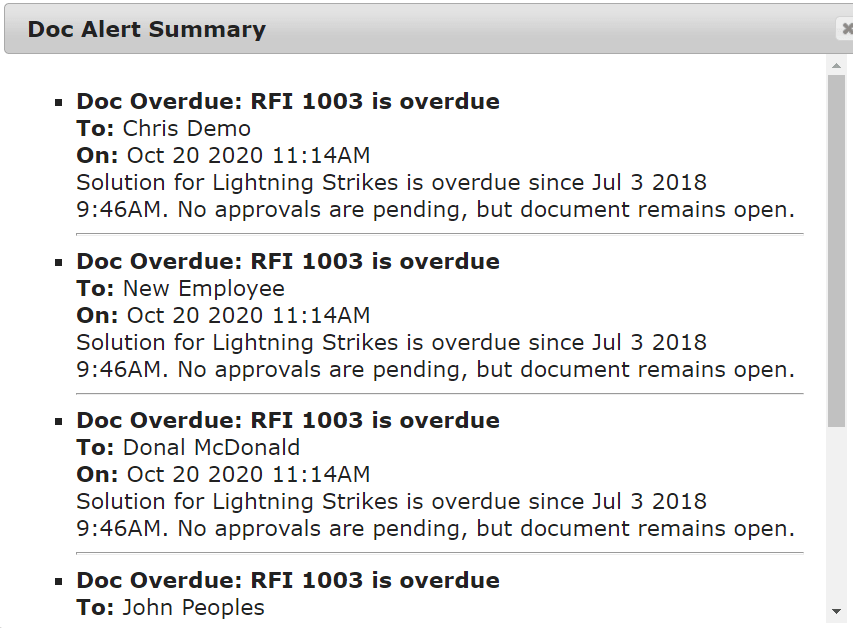 DocumentSpecific Alerts Spitfire Client Services