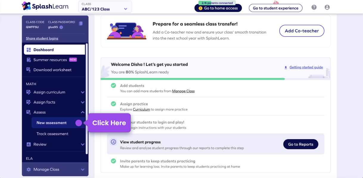 How can teachers assign an assessment? SplashLearn