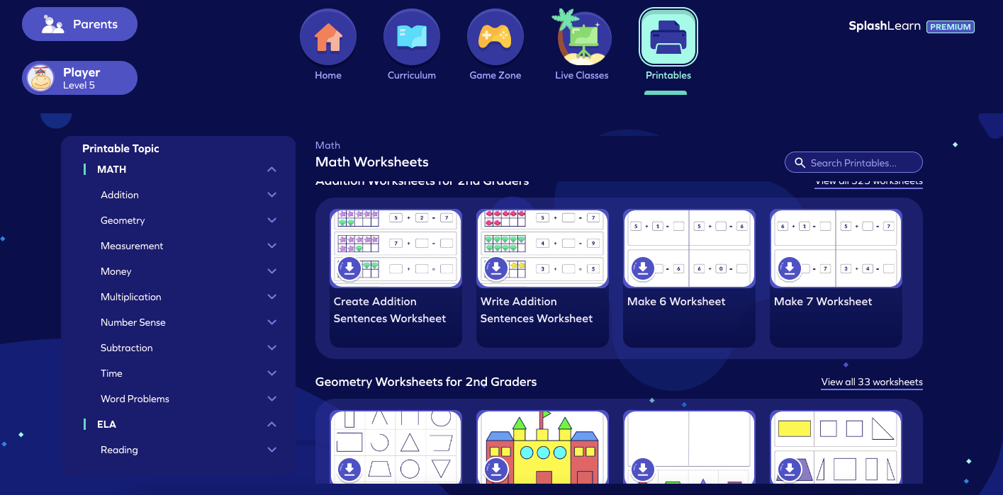 Printable worksheets for Parents Enhance your child's learning with
