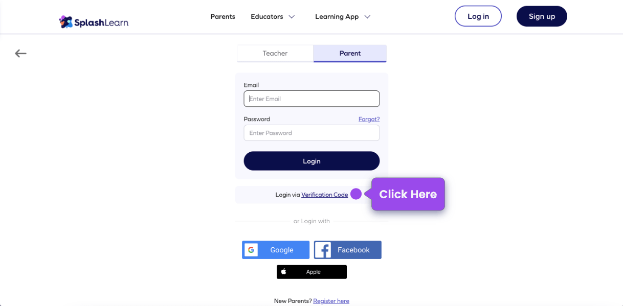 How can parents sign in to SplashLearn account? SplashLearn