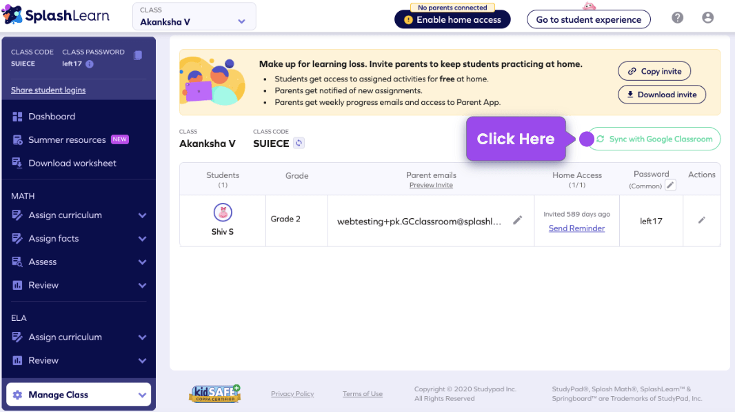 How can teachers add students to an existing SplashLearn classroom