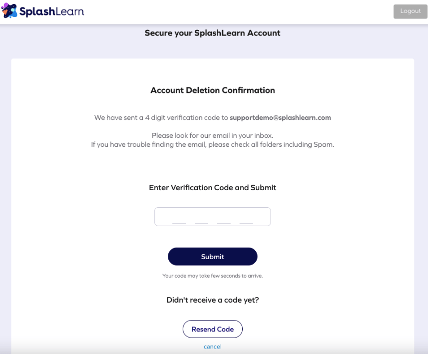 How to delete a parent account? SplashLearn