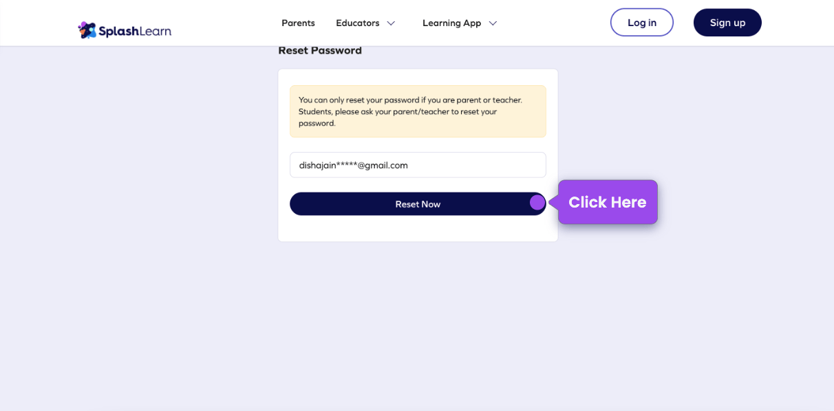 How can parents/teachers unlock the account or reset SplashLearn