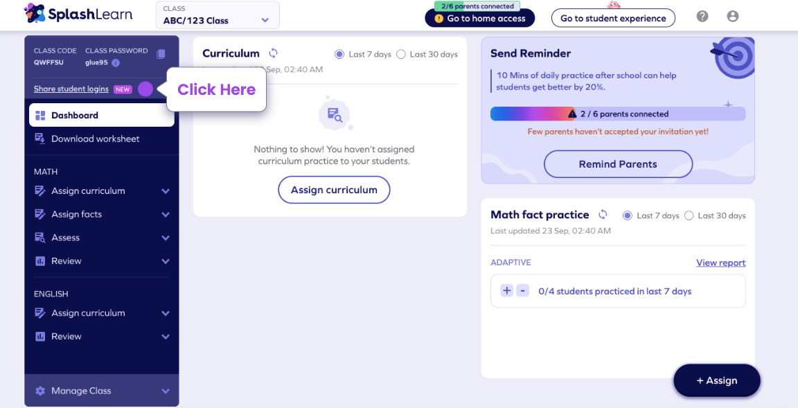 A stepbystep guide for Teachers to help their students log in/sign in SplashLearn