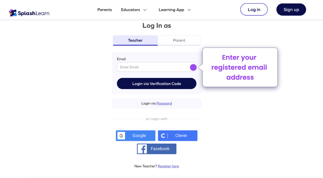 How can teachers sign in to SplashLearn account? SplashLearn