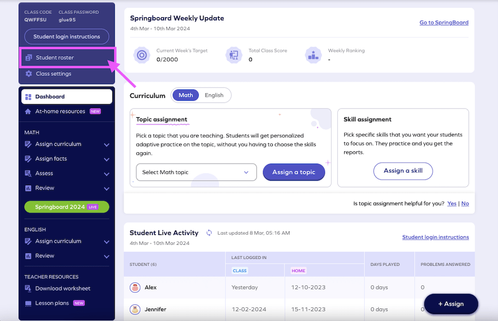 How can teachers delete a student from a SplashLearn class? SplashLearn