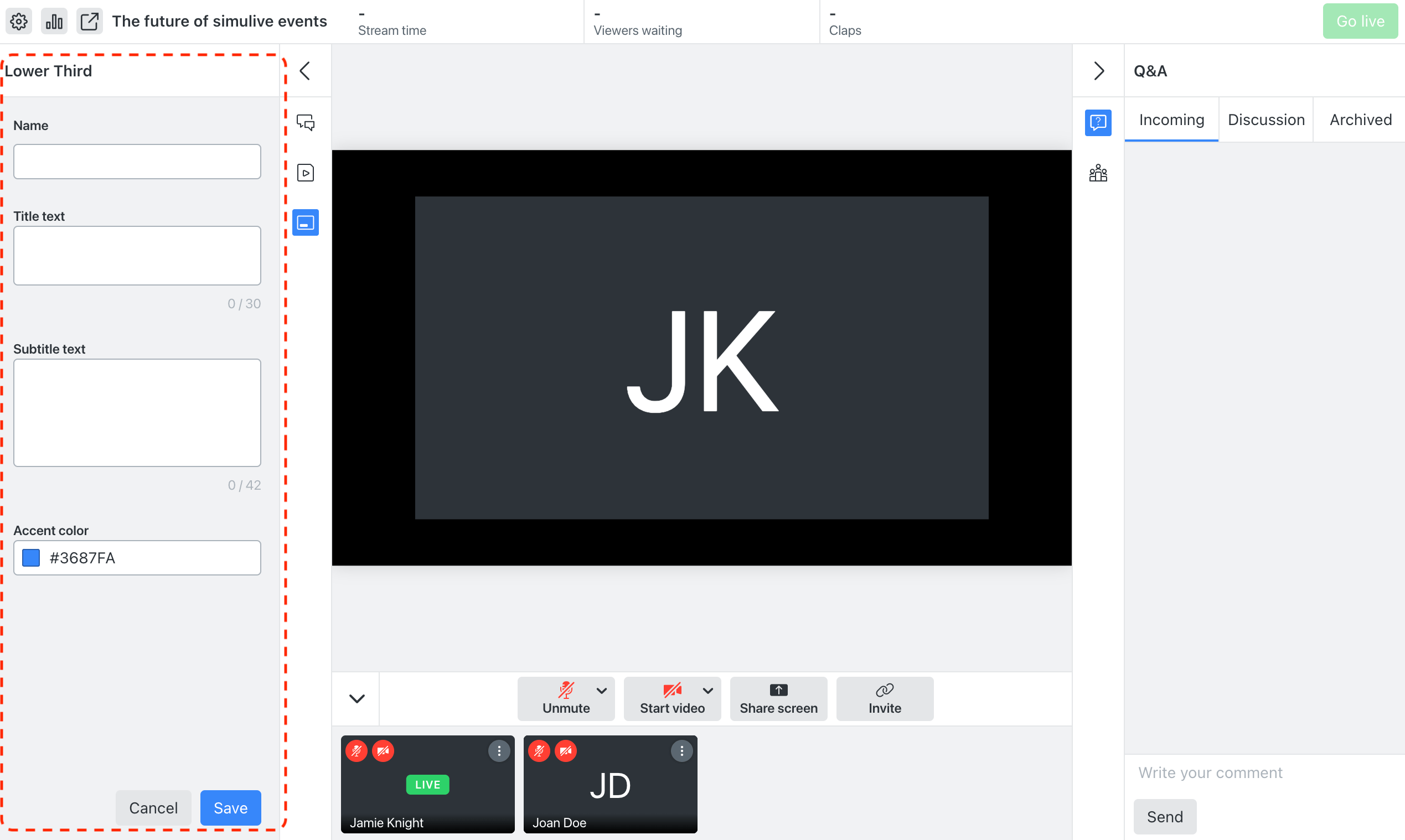 How to use lower thirds during a live session SpotMe knowledge base