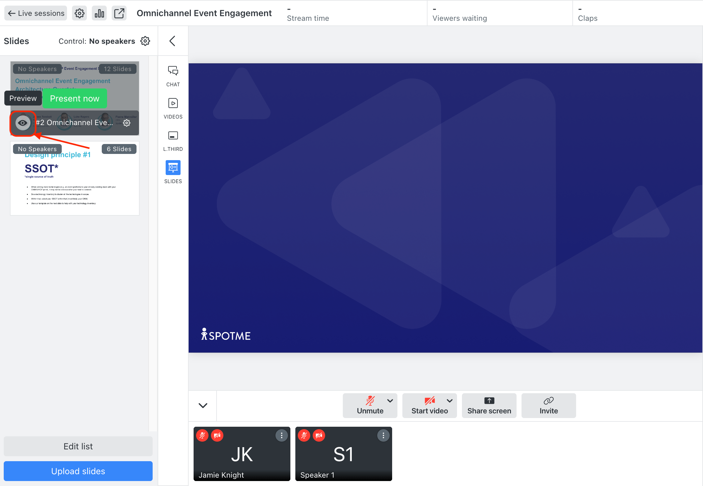 How to upload, manage and control your presentation in Studio SpotMe