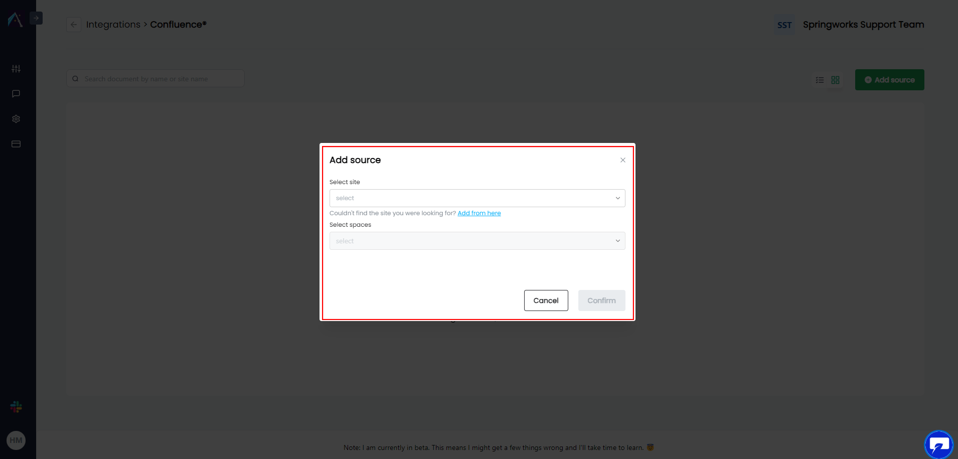 Adding Confluence Sources to Albus