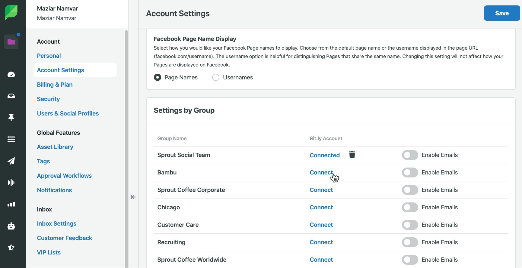 Bit.ly Custom Integration Sprout Social Support