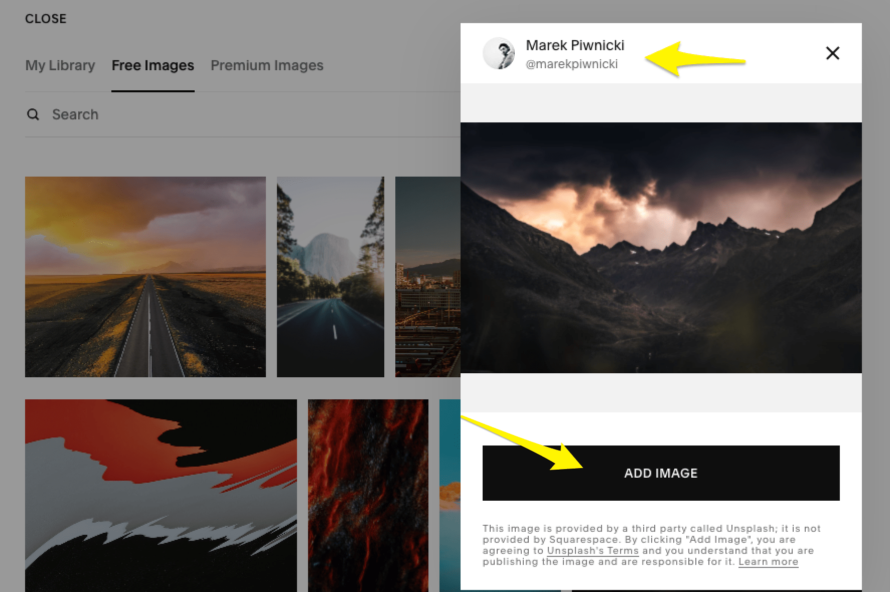Searching and adding stock images Squarespace Help Center