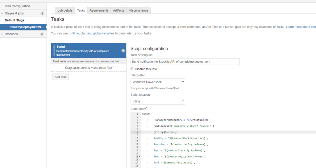 Atlassian Bamboo Deployment Tracking Integration with Retrace