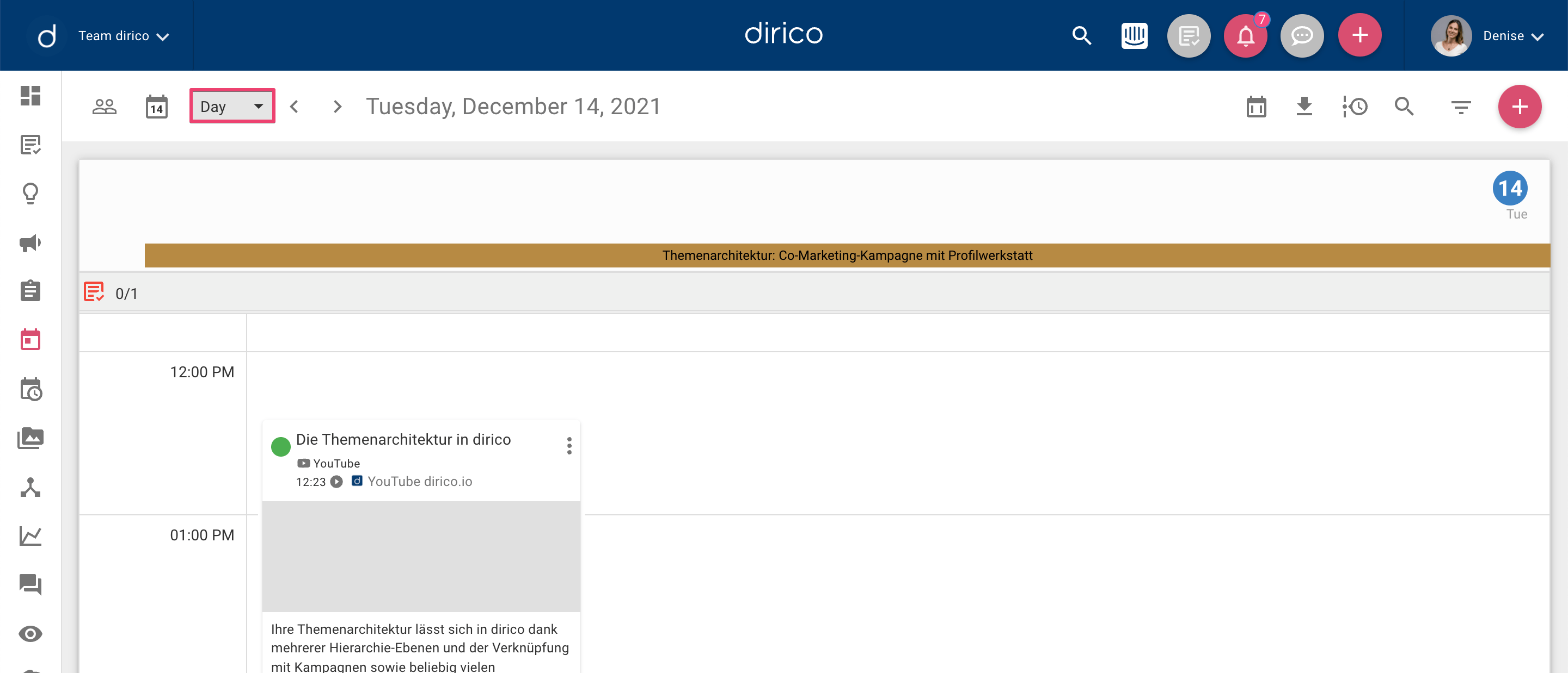 How to work in the calendar module of Communications Control