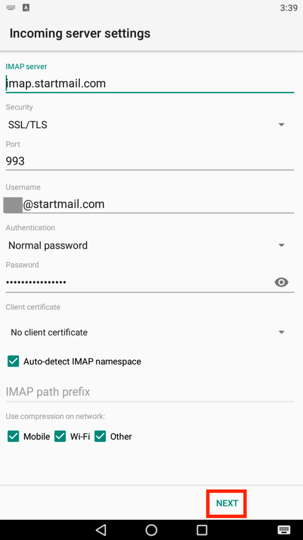 K9 Mail (Android) StartMail