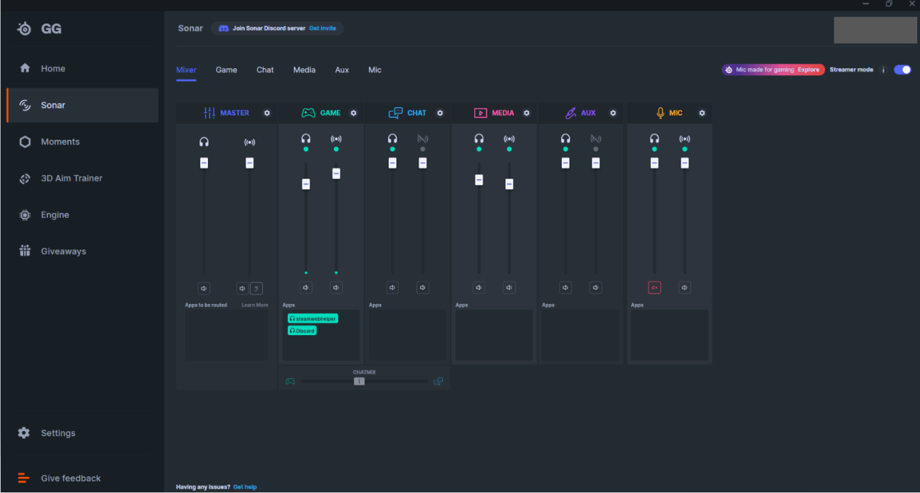Setting up Sonar for Streaming – Support