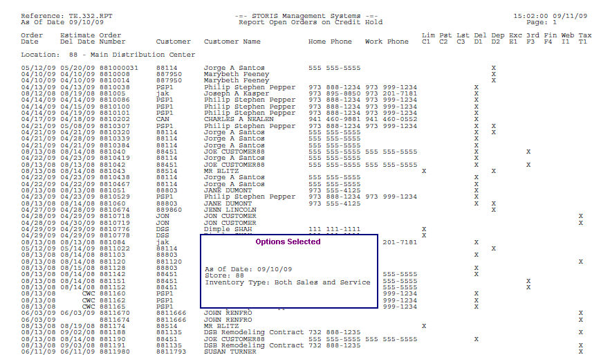 Report Open Orders on Credit Hold Sample