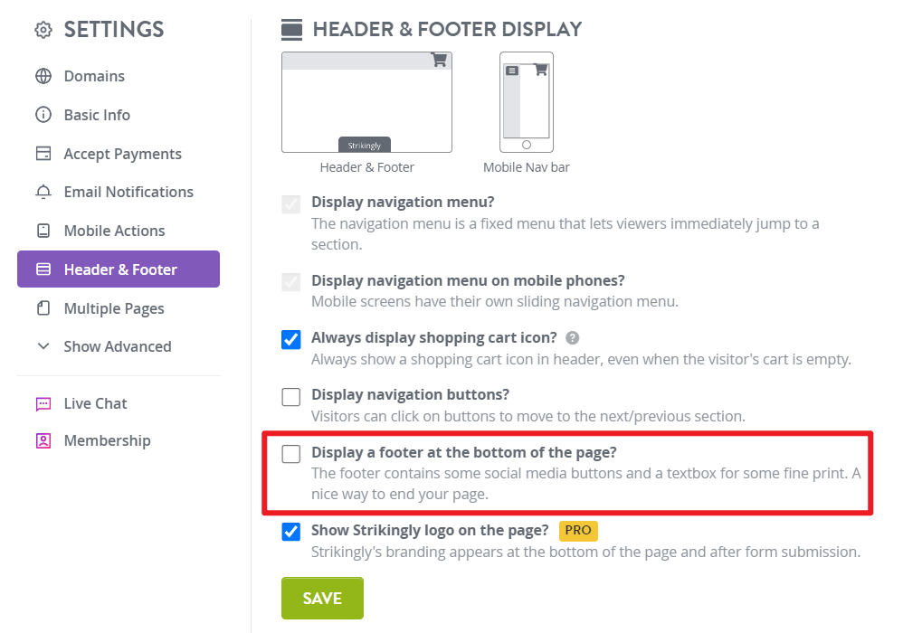 Editing Footers Strikingly Help Center
