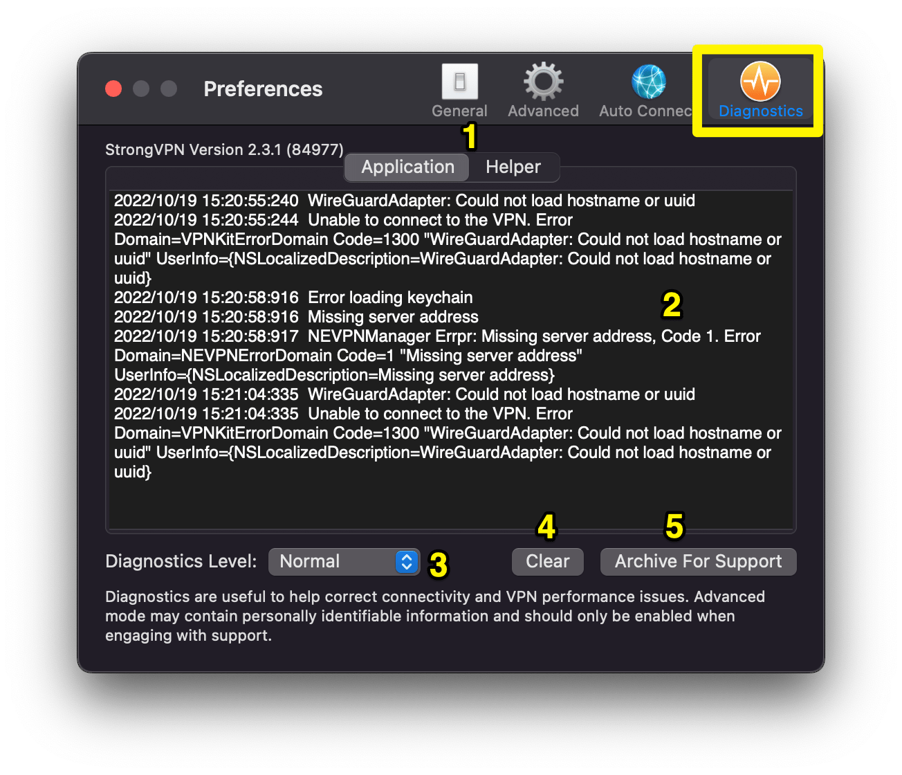 StrongVPN macOS App Feature Map / Description StrongVPN