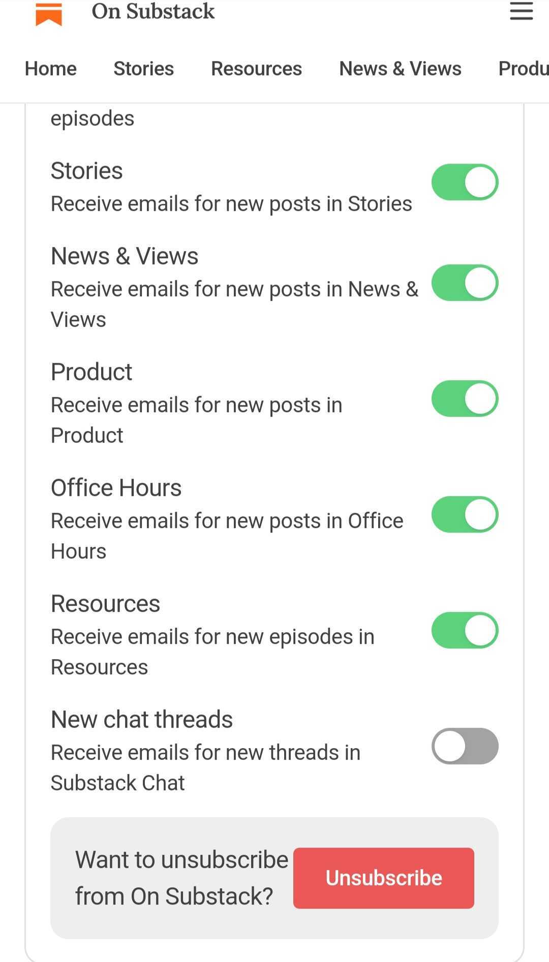 How do I unsubscribe from a publication on the Android app? Substack, Inc