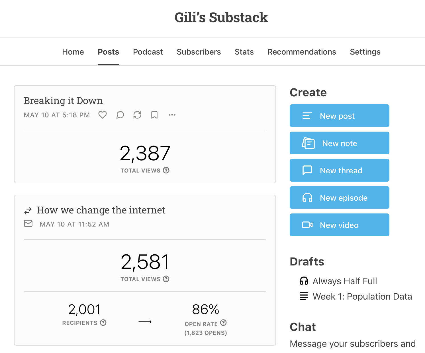 Guide to your Substack Posts page Substack, Inc
