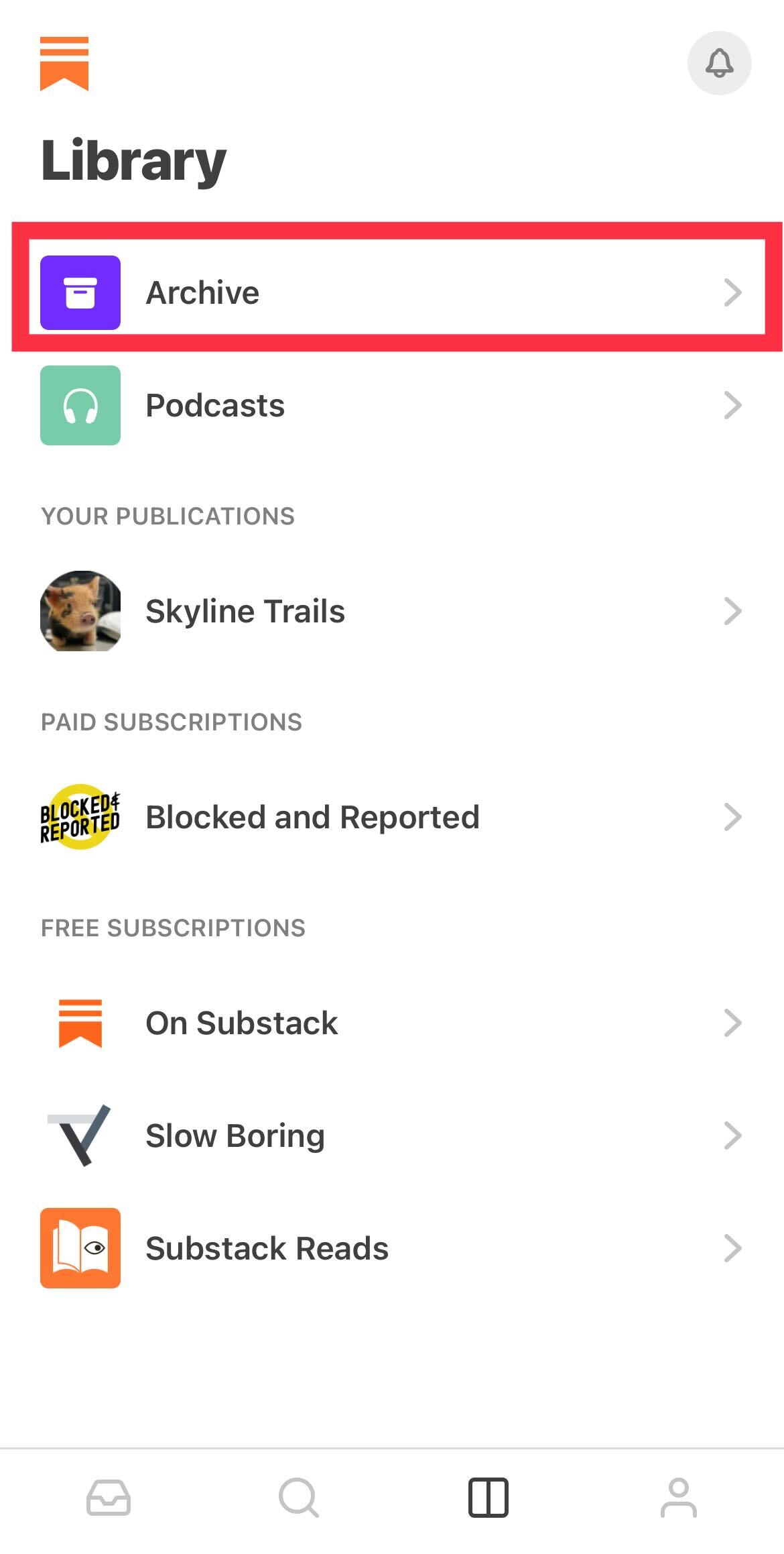 What does Archive mean on the Substack iOS app? Substack, Inc