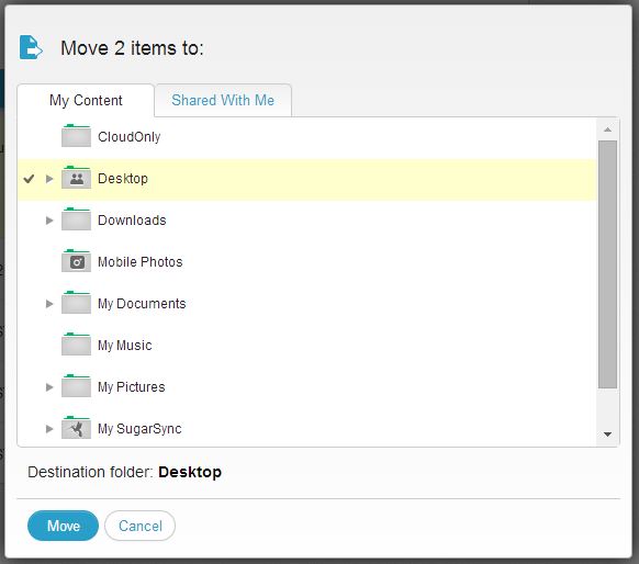 Copying, Moving, and Deleting Data using the  App SugarSync