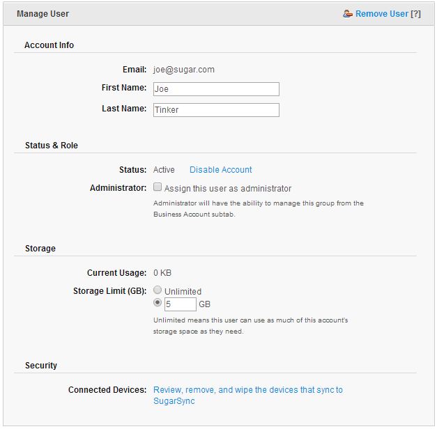 Removing a user from a SugarSync for Business Account SugarSync