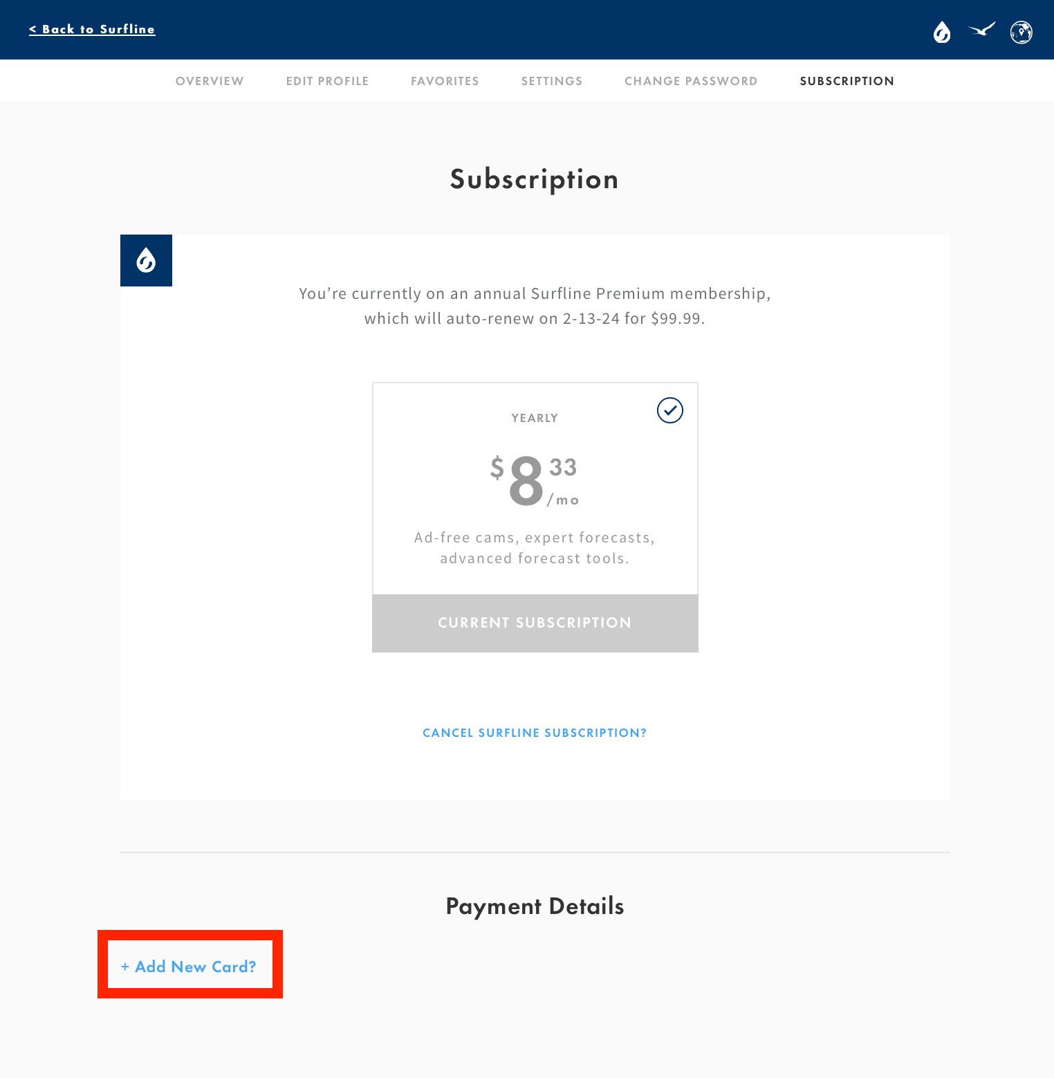 How do I update my card information? Surfline Support Center