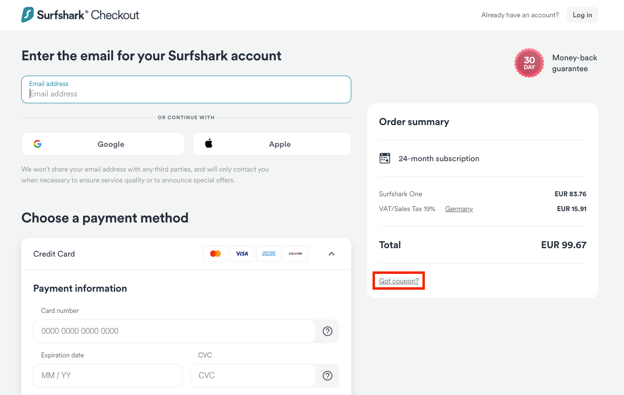 How to use a coupon code Surfshark Customer Support