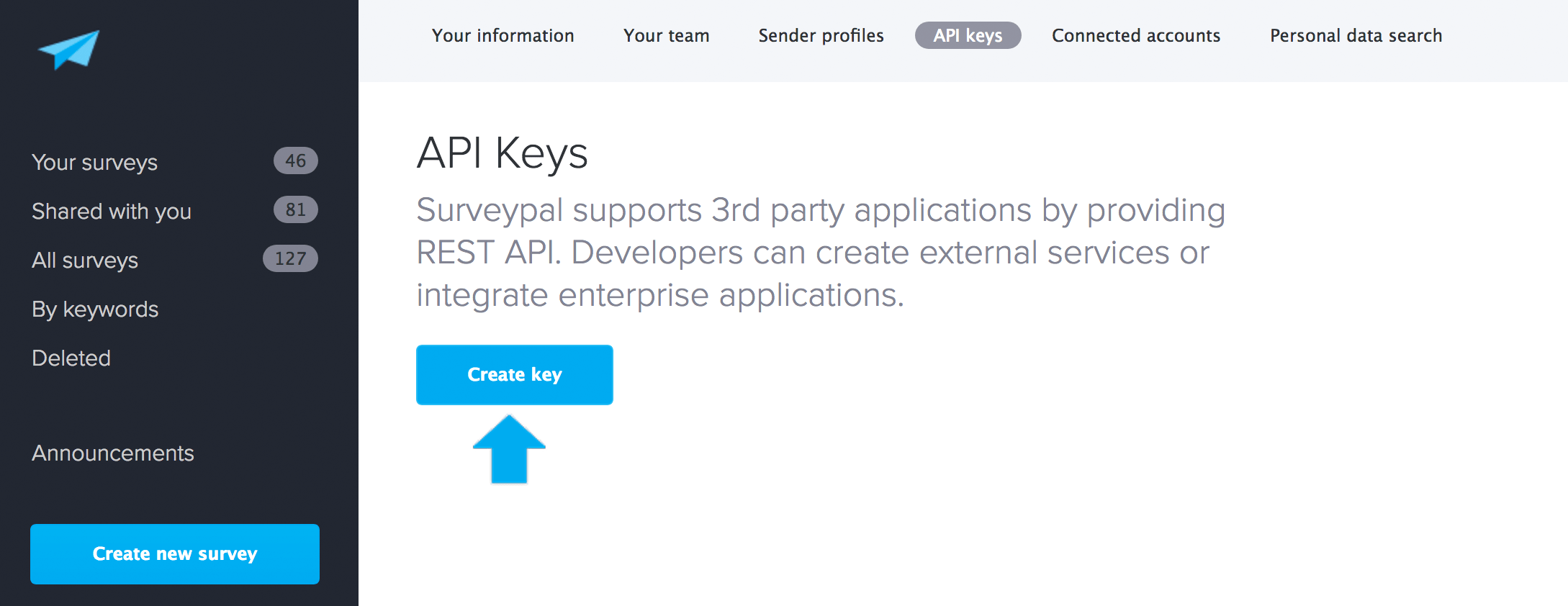 How do I generate an API key? Surveypal