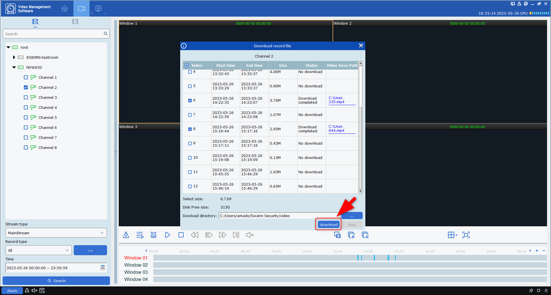 Playback and export recordings on Swann Security VMS Swann