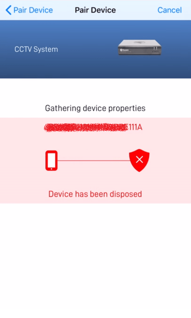 Swann Security Error Device has been disposed Swann