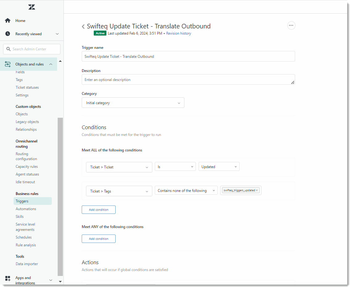 Example Workflow Translate an Outbound Message Swifteq Zendesk Apps