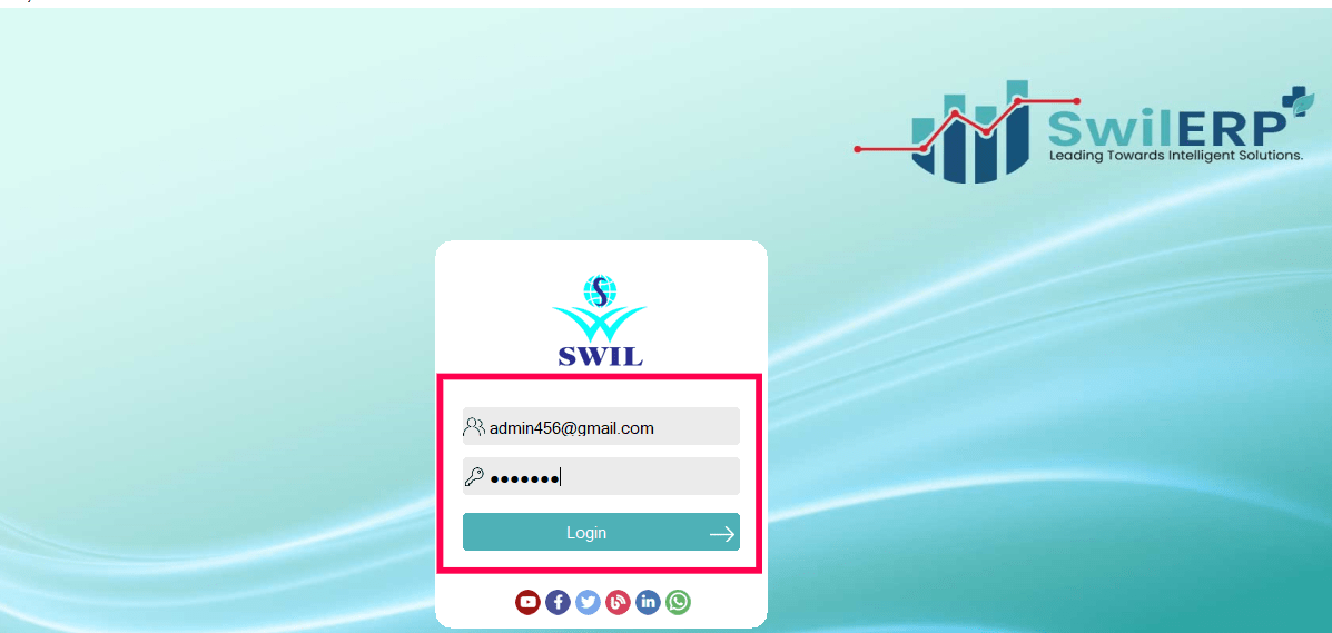 Update Email ID and Login SwilERP Software with EmailAddress