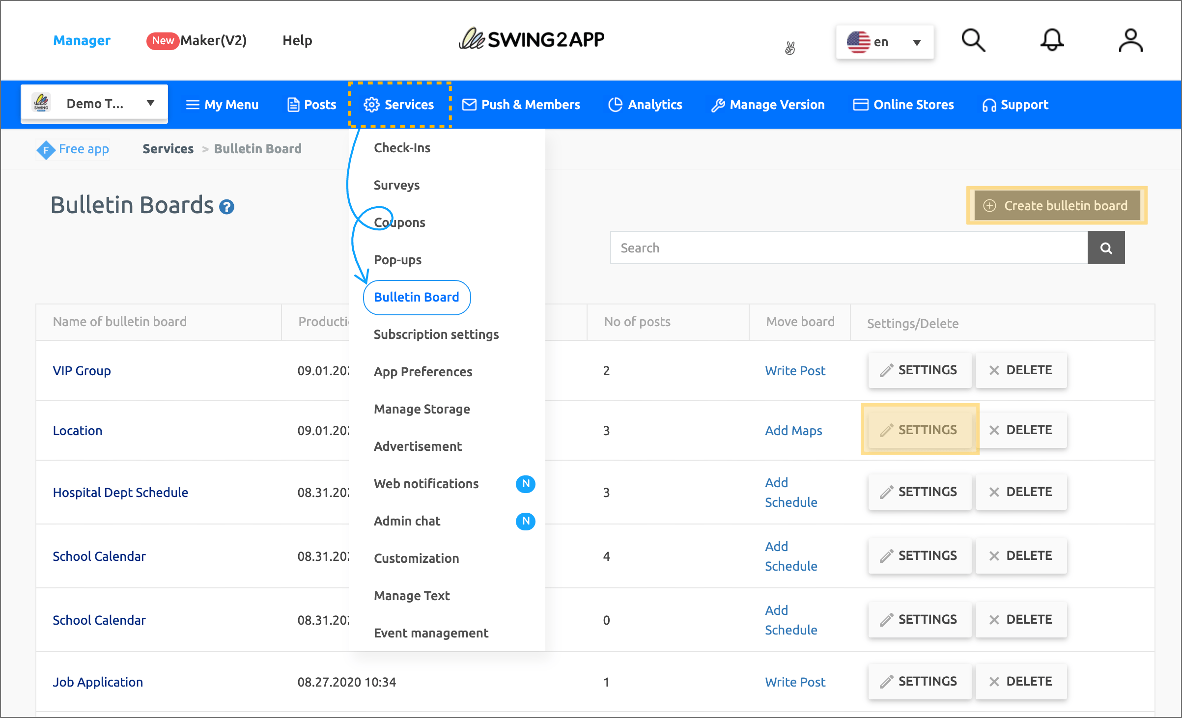 Google Map Bulletin Board Advanced setting Swing2App Manual