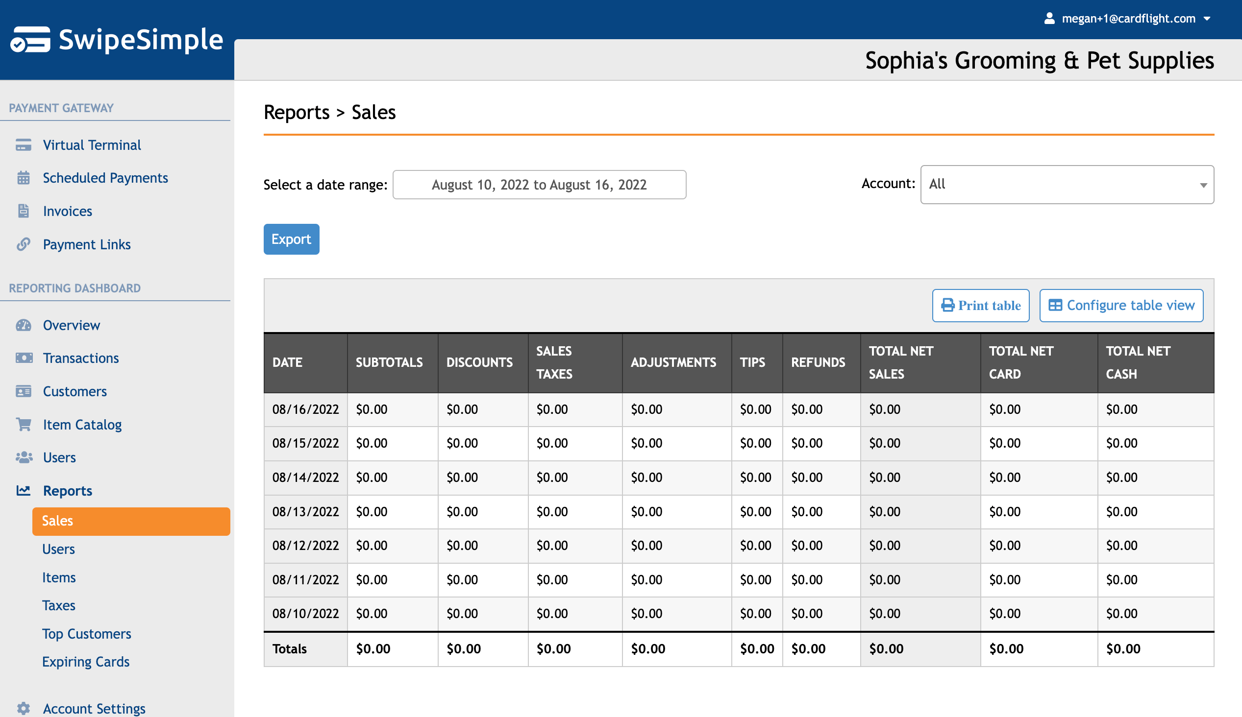 Sales Report Support Center